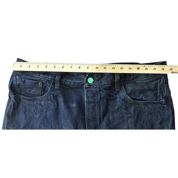Levi 501 Straight Fit Green Button Fly Dark Wash Jeans Men's 42x32 - Picture 2 of 9